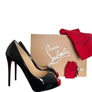 Christian Louboutin Black Peep-Toe Heels